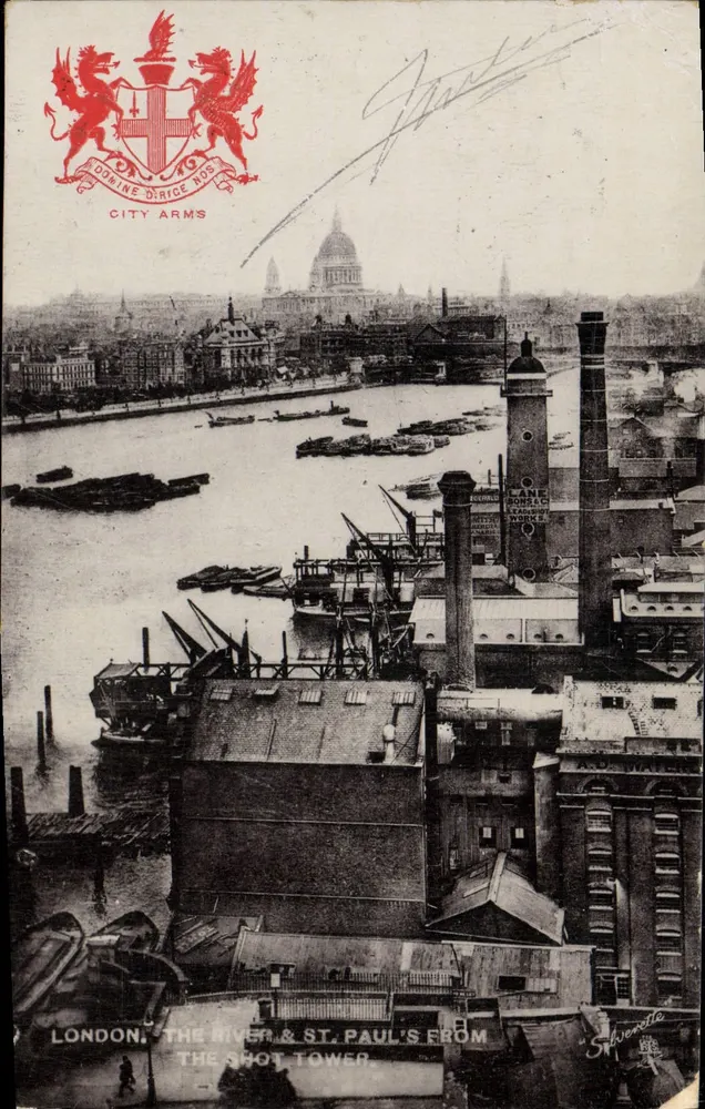 Londres. La rivière et Saint-Paul depuis la tour à balles — vue depuis la tour à balles — éditeur Shervette - Vorderseite
