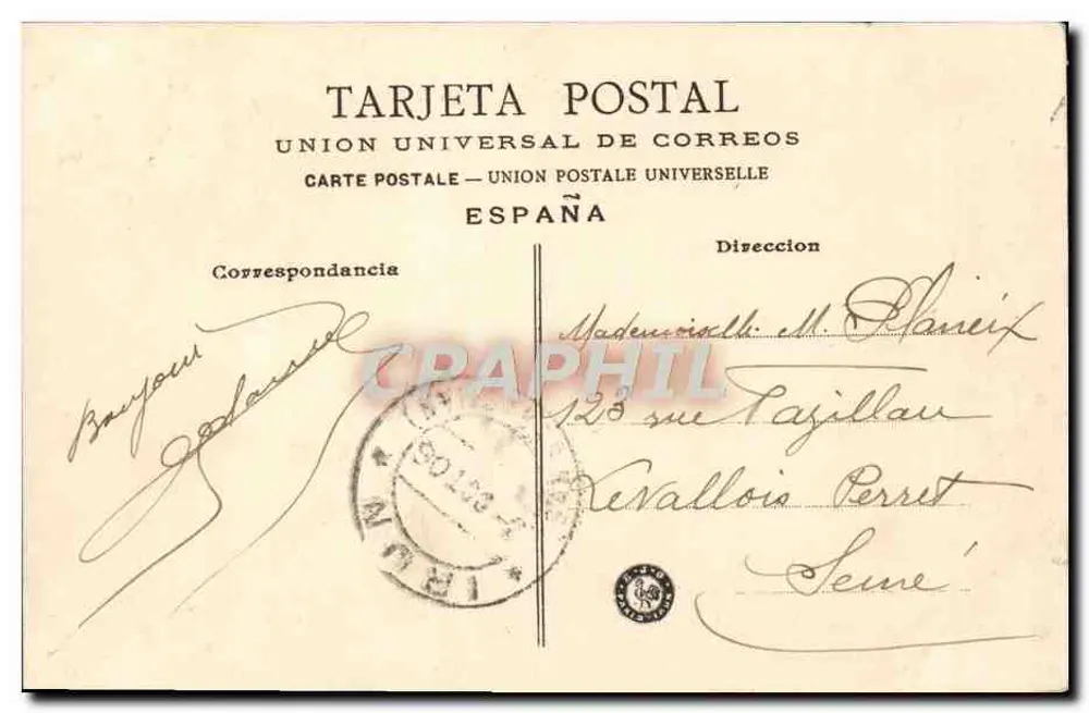 Trun - Travessia de Santiago - Bidasoa — vista do ponte espanhol, editor não identificado - Verso