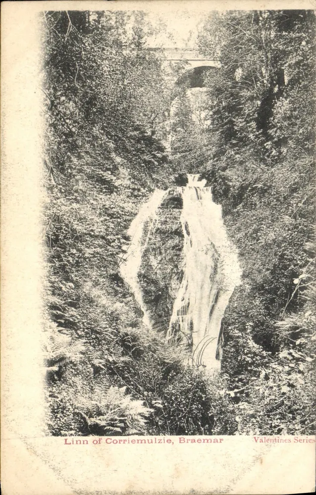Linn of Corriemulzie, Braemar — Wasserfall im Wald — Valentines Series - Vorderseite
