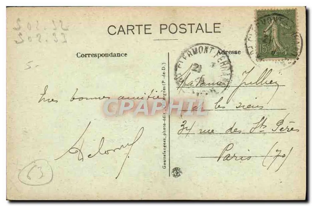 Puy-de-Dôme — Chegada ao Cume — G. d'O. - Verso
