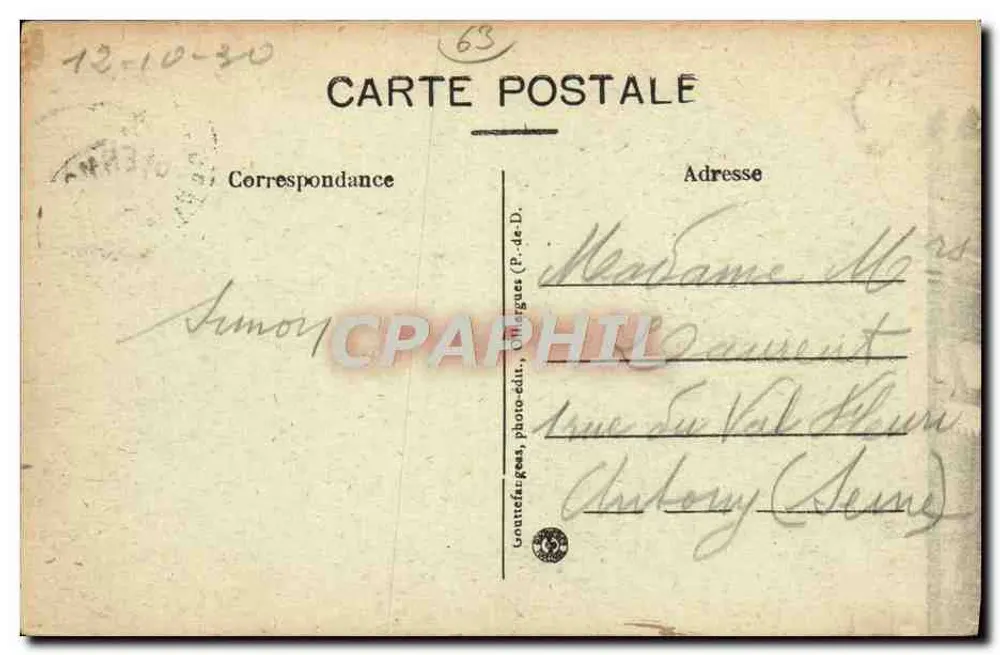 Montferrand — Casa do Farmacêutico — Século XV — G. d'O. - Verso
