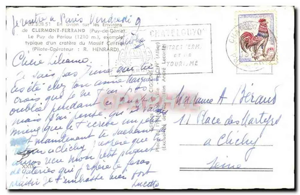 Puy de Pariou — Typischer Krater des Massif Central — Verlag André Lecornet - Rückseite