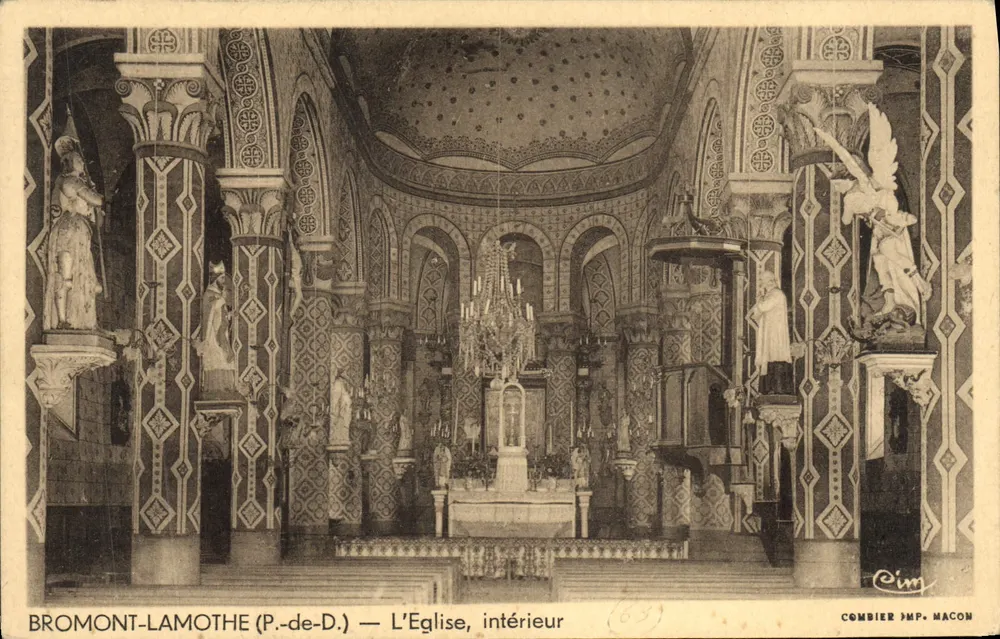 BROMONT-LAMOTHE (P.-de-D.) — A Igreja, interior — Combier, MP. NACON - Frente