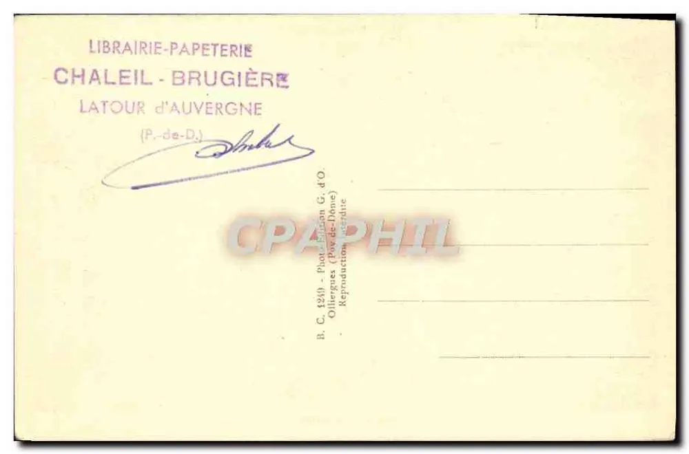 Innenraum aus Auvergne — Poetische Auvergne — Librairie-Papeterie Chaleil-Brugière - Rückseite