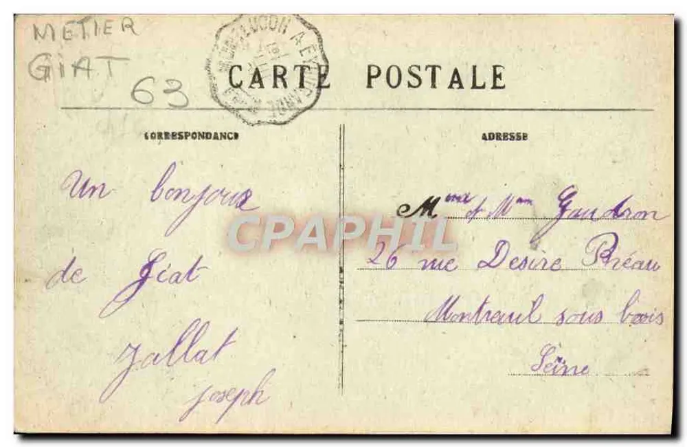 En Auvergne — El Viejo Molino — Editor no identificado, n° de serie 2 - Reverso
