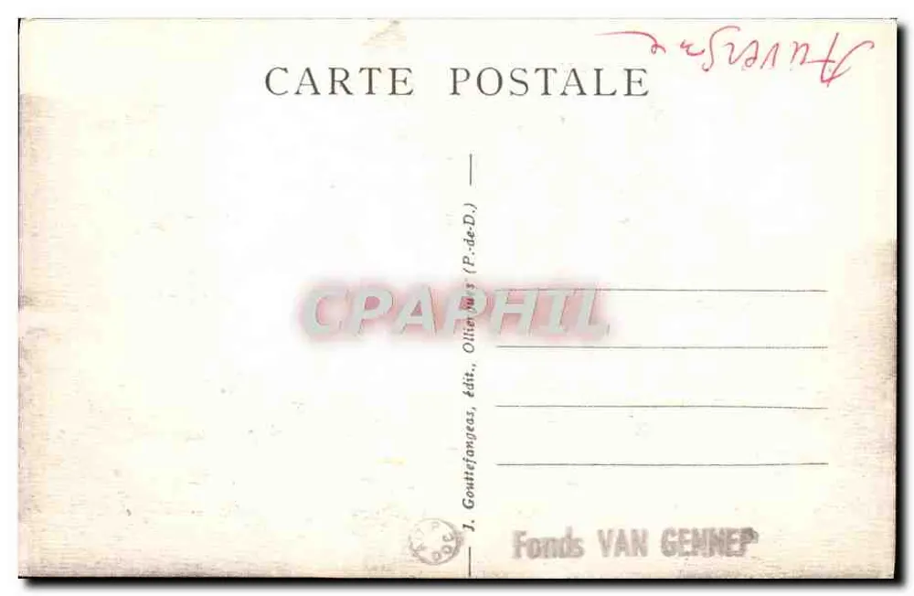 Auvergne — Ein Dorfplatz — Gouttefongeas, Verlag, Ollier (P.-d'O.) - Rückseite