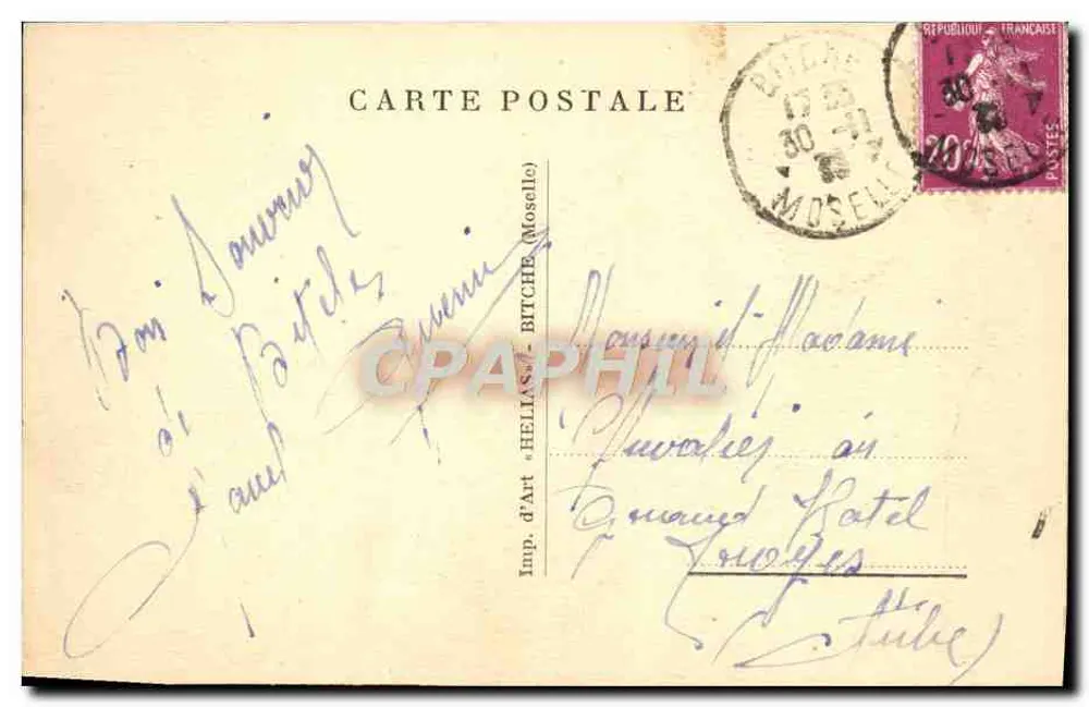 Infanterie — Bei Feldarbeiten — Imp. d'Art d'Helias, Bitche - Rückseite