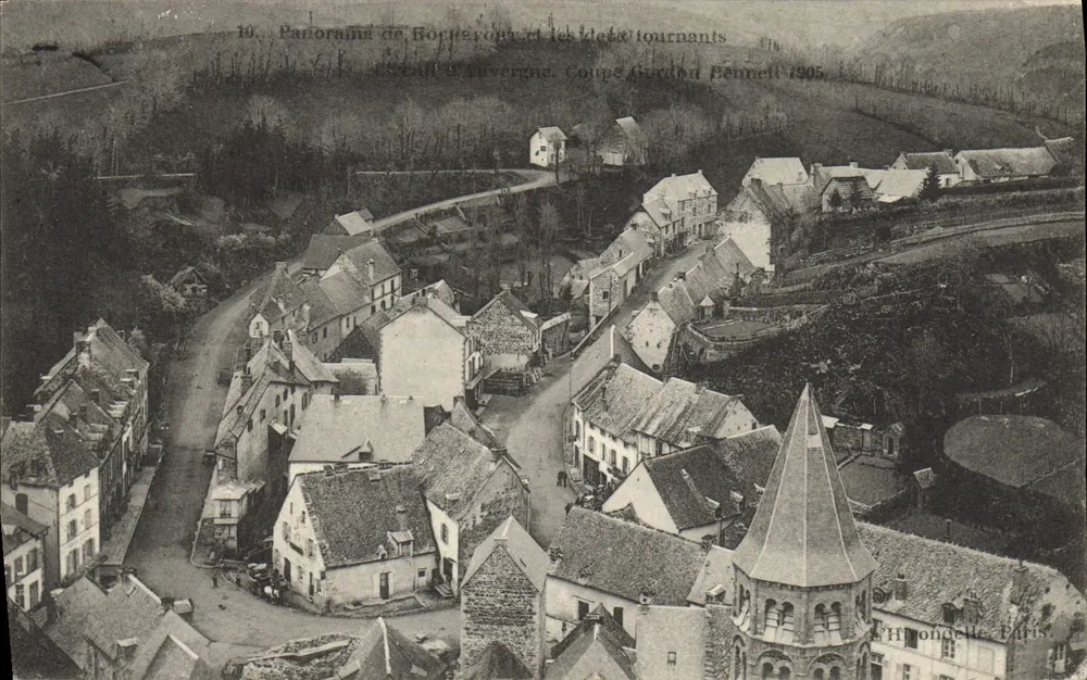 Panorama de Rocherbon e os locais de viragem — Editor L'Écran d'Orvergne, Concurso Goudon Bennett 1905 — L'Hypondele, Paris - Frente