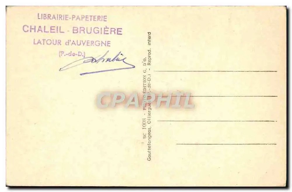 La Bourrée d'Auvergne — scena di ballo — edita da Chaleil-Brugière, Latour-d'Auvergne - Verso