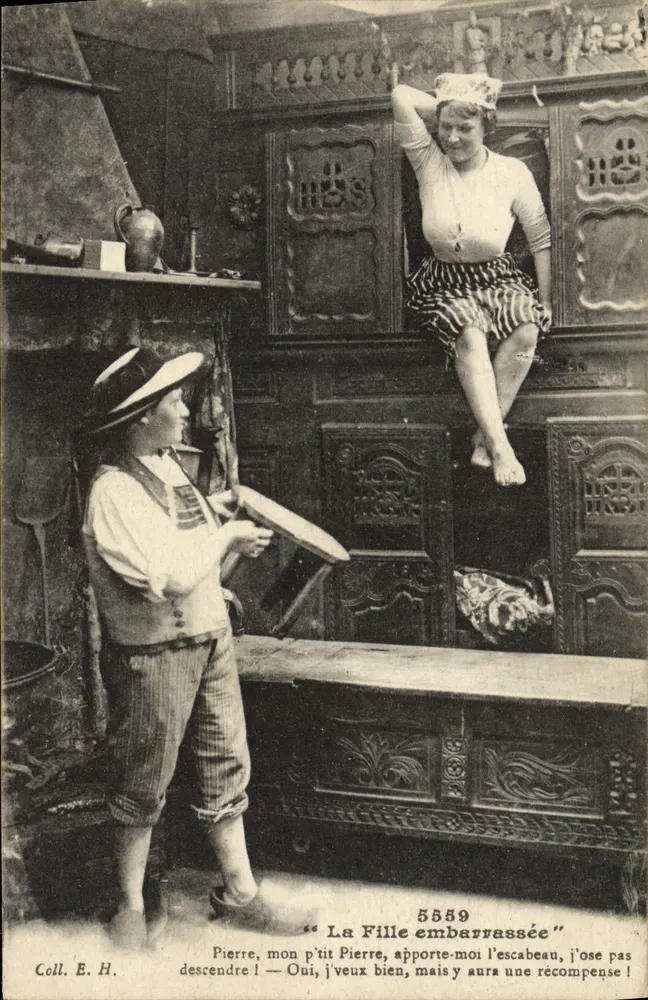La ragazza imbarazzata — scena di paese — Coll. E.H. n° 5589 - Recto