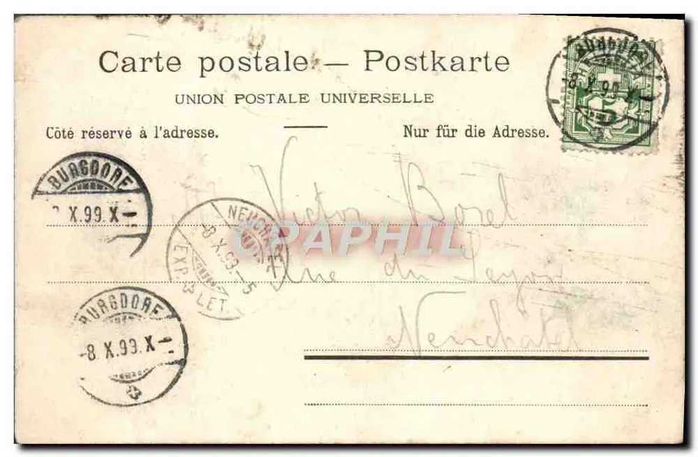 Castelo de Valangin — Editor Comptoir de Photographie Régimental (Buisse) — n° 142 - Verso