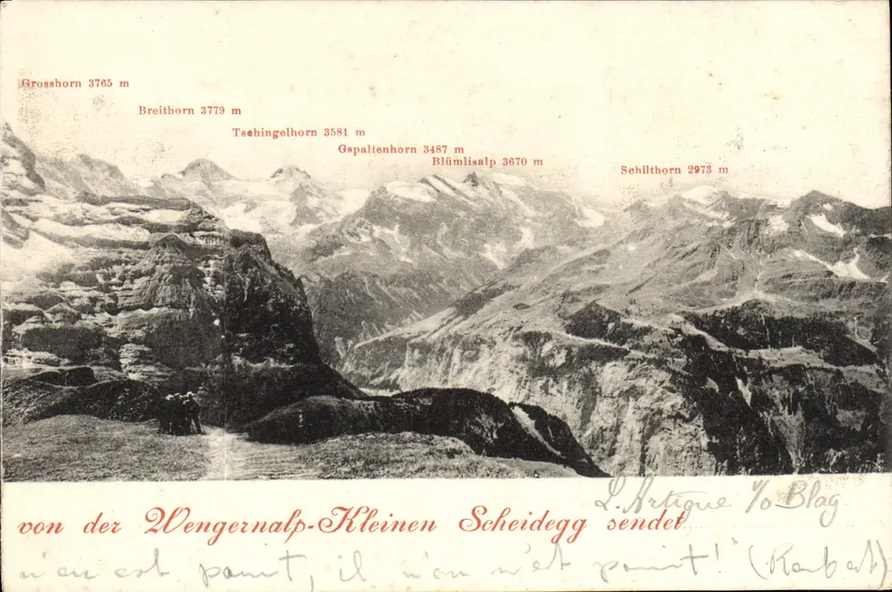 Visão das Alpes Suíças — picos do Wengernalp-Kleinen Scheidegg — editor L. Rétigue %o Blag - Frente