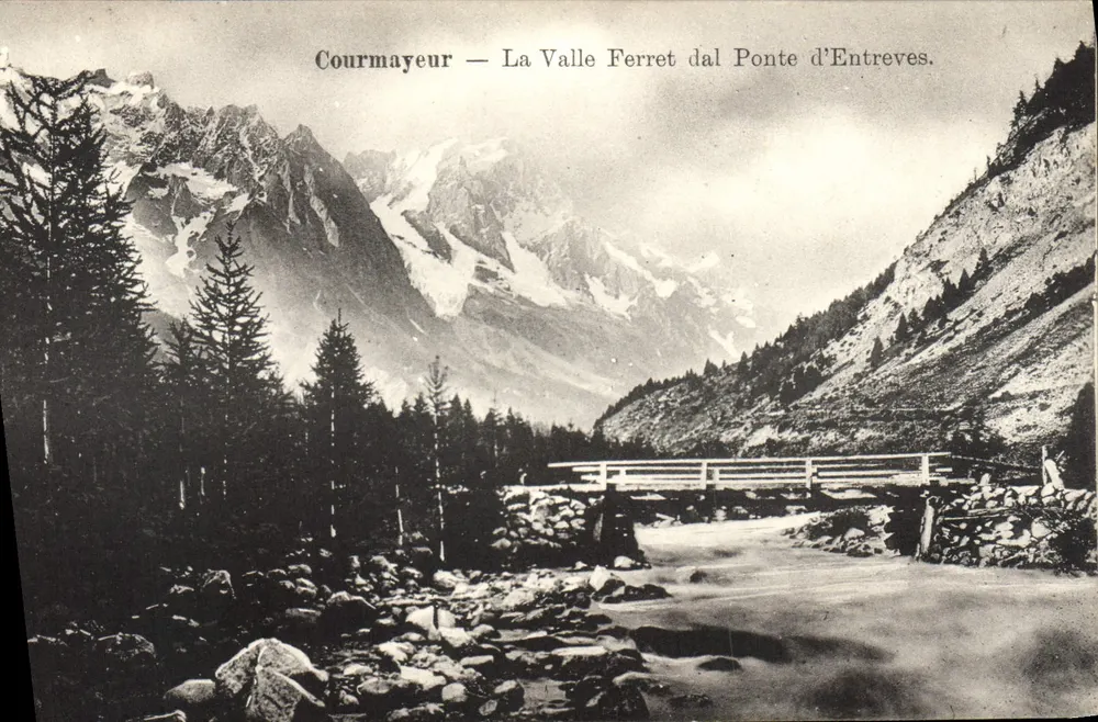 Courmayeur — Aussicht auf die Ferret-Tal von der Pont d'Entreves — Verlag Mecca - Vorderseite