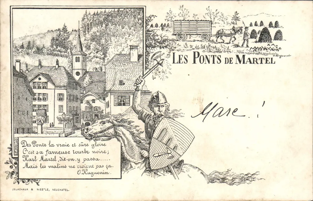 Die Brücken von Martel — historische Illustration mit Legende und Ritter — Delachaux & Niestle, Neuchâtel - Vorderseite