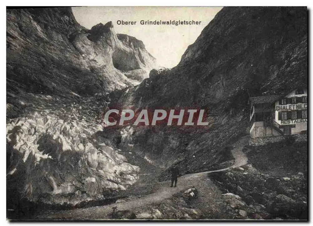 ओबरर ग्रिंडेलवाल्डग्लेशर — ग्लेशर और छोटा छापघर — छापकर्ता चैलेट मिल्च, ग्रिंडेलवाल्ड - आगे