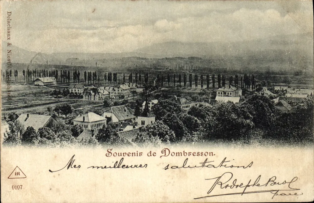 Dombresson — vista panorâmica — Delachaux & Niestlé, n° 0107 - Frente