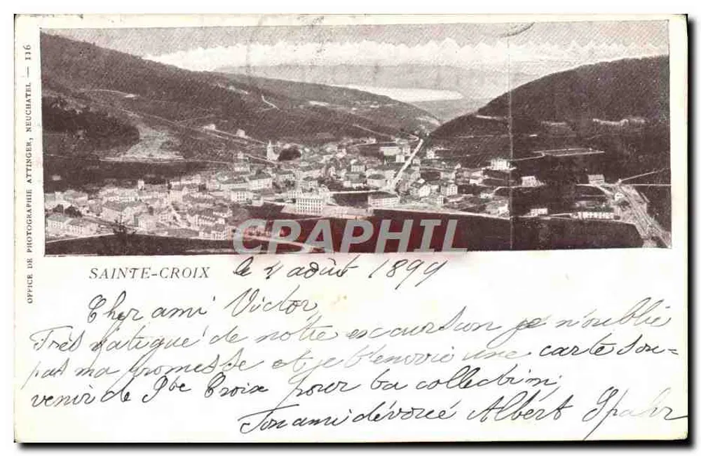 Sainte-Croix — vista aérea — Office de Photographie Attinger, Neuchâtel, n°116 - Frente