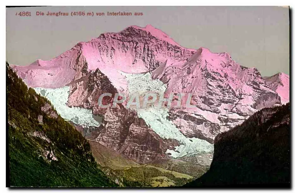 A Jungfrau (4166 m) vista desde Interlaken — Edição Photolub, Zürich, n° 4881 - Frente