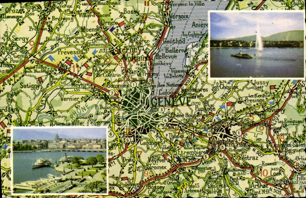 Genf — Illustrierte Karte der Region mit Ansichten der Stadt — Éditions Jaeger - Vorderseite