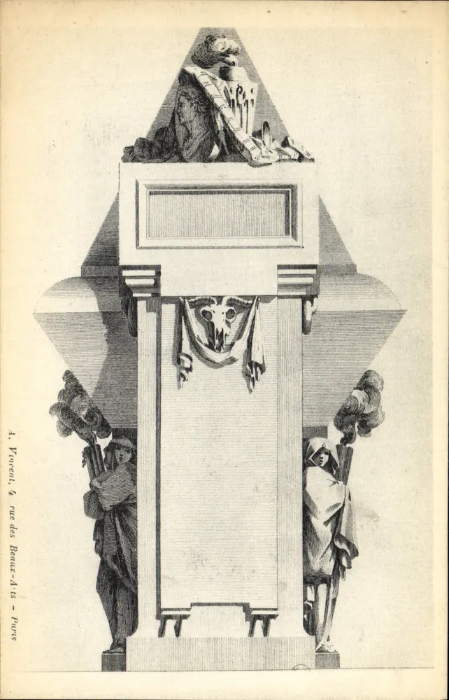 Monumento funerário — detalhe da estátua da cabeça de leão — editor Vaucoul, 4 rue des Beaux-Arts, Paris - Frente