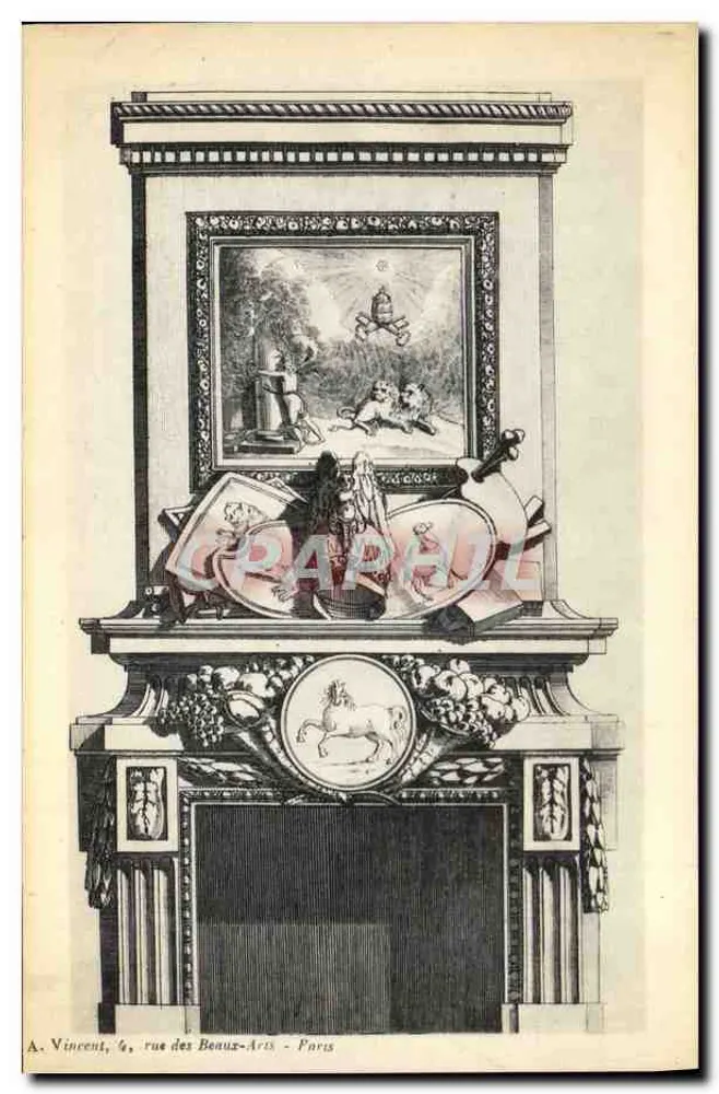 Kamin mit dekorativem Rahmen — Paris — A. Vincent, 4, rue des Beaux-Arts - Vorderseite