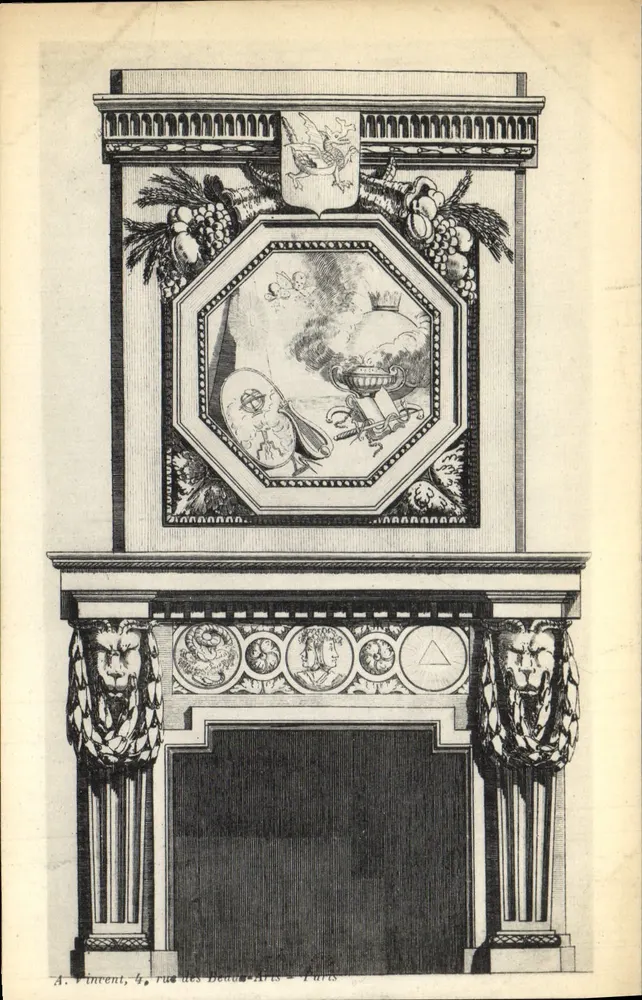 Lareira decorativa — gravura — A. Vincent, 4, rue des Beaux-Arts, Paris - Frente