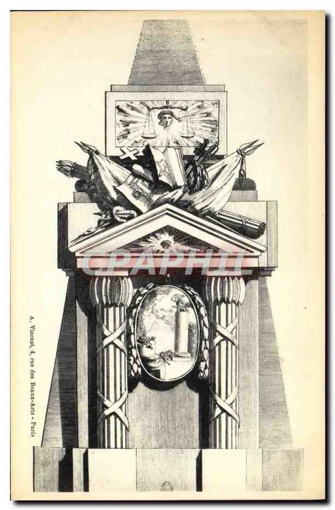 Monumento à Justiça — gravura — A. Vincent, 4 rue des Beaux-Arts, Paris - Frente