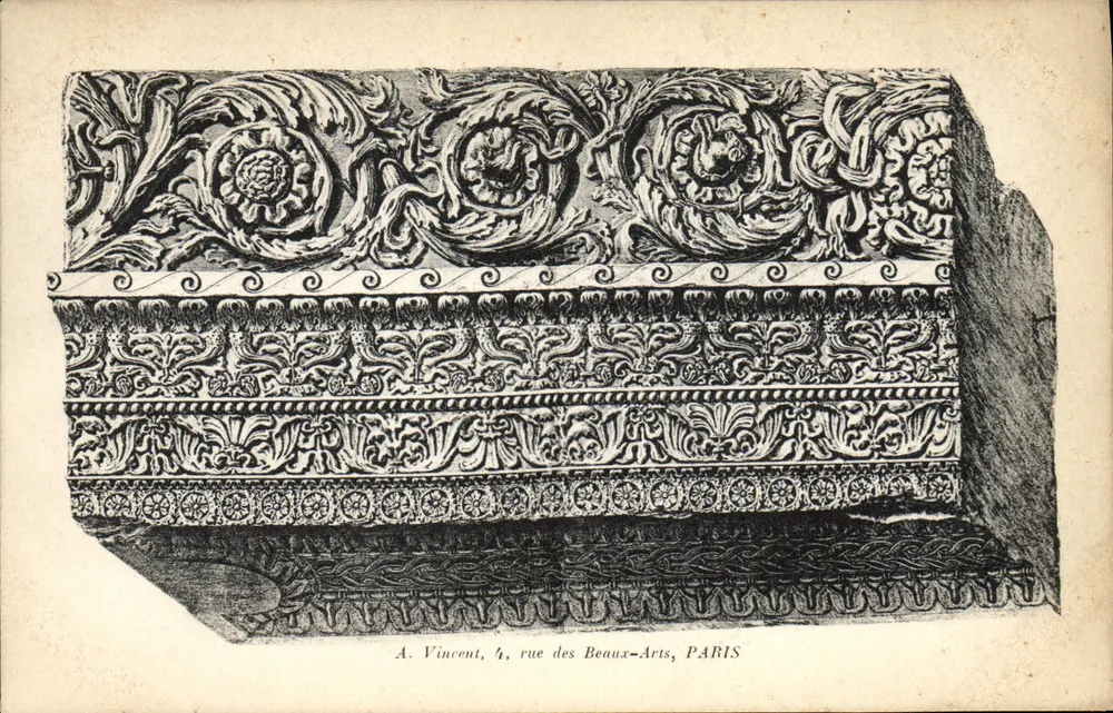 Detalhe de decoração arquitetônica — gravura — A. Vincent, 4, rue des Beaux-Arts, PARIS - Frente