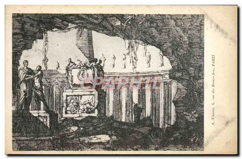 Cena antiga em uma gruta — gravura — A. Vincents, 6, rue des Beaux-Arts, PARIS - Frente