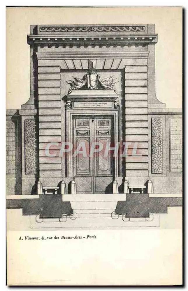 Entrada do 4, rua dos Beaux-Arts – Paris — gravura arquitetônica — A. Vinonot - Frente