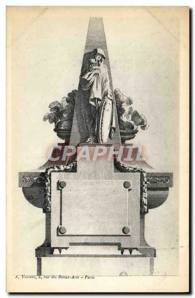 Estátua sobre pedestal — Paris — A. Vincent, 4, rue des Beaux-Arts - Frente