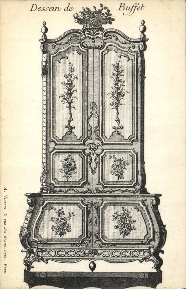Zeichnung eines Buffets — Möbel Louis XV — A. Vincent, 4 rue des Beaux-Arts - Paris - Vorderseite
