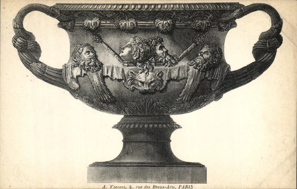 Vaso decorativo com figuras — A. Vincent, 4, rue des Beaux-Arts, PARIS - Frente