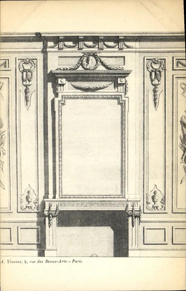 Interior de um salão em Paris — decoração de inspiração neoclássica — A. Vincent, 4, rue des Beau-Arts, Paris - Frente