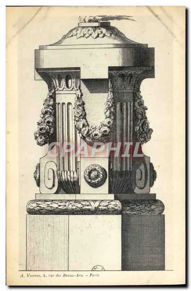 Monumento funerário ornado — gravura — A. Vincent, 4, rue des Beaux-Arts - Paris - Frente