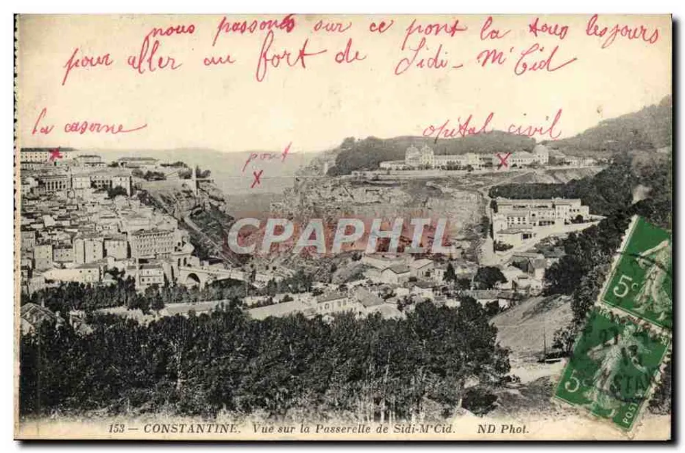 Constantine — Vista sobre a Ponte de Sidi-M'Cid — ND Phol. n°153 - Frente