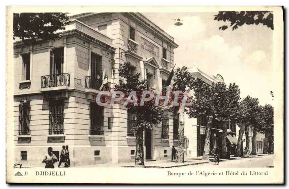 Djidjelli — Bank von Algerien und Hotel du Littoral — Imprimerie des Arts Photomécaniques, Paris - Vorderseite