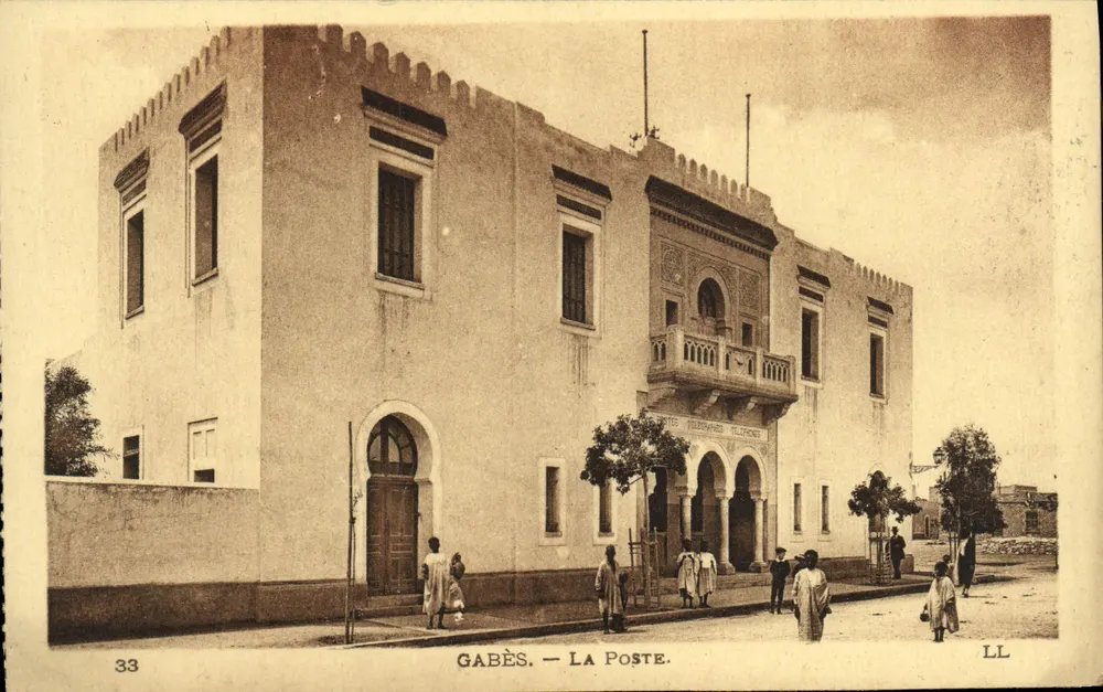 Gabès — La Poste — Serviços de Telégrafos e Telefones — Editor LL, n° 33 - Frente