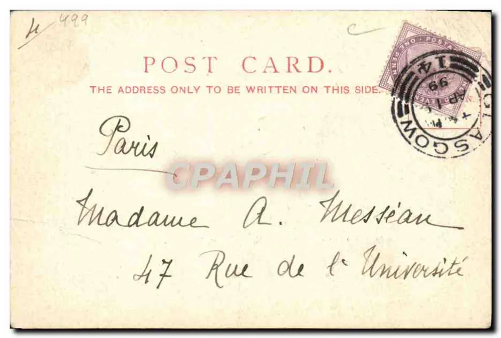 Broomielaw, Glasgow — flussseitiger Kai mit Dampfern und Menschenmenge — Verlag F. Bauermeister, Foreign Bookseller, Glasgow, n°3 - Rückseite