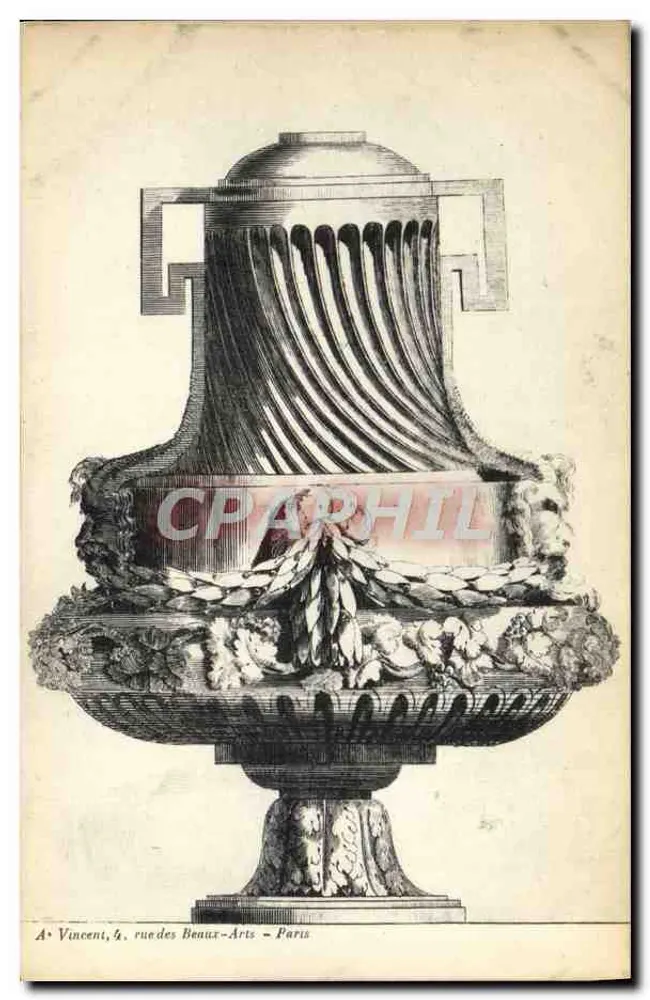Vaso decorativo — gravura — A. Vincent, 4, rue des Beaux-Arts - Paris - Frente