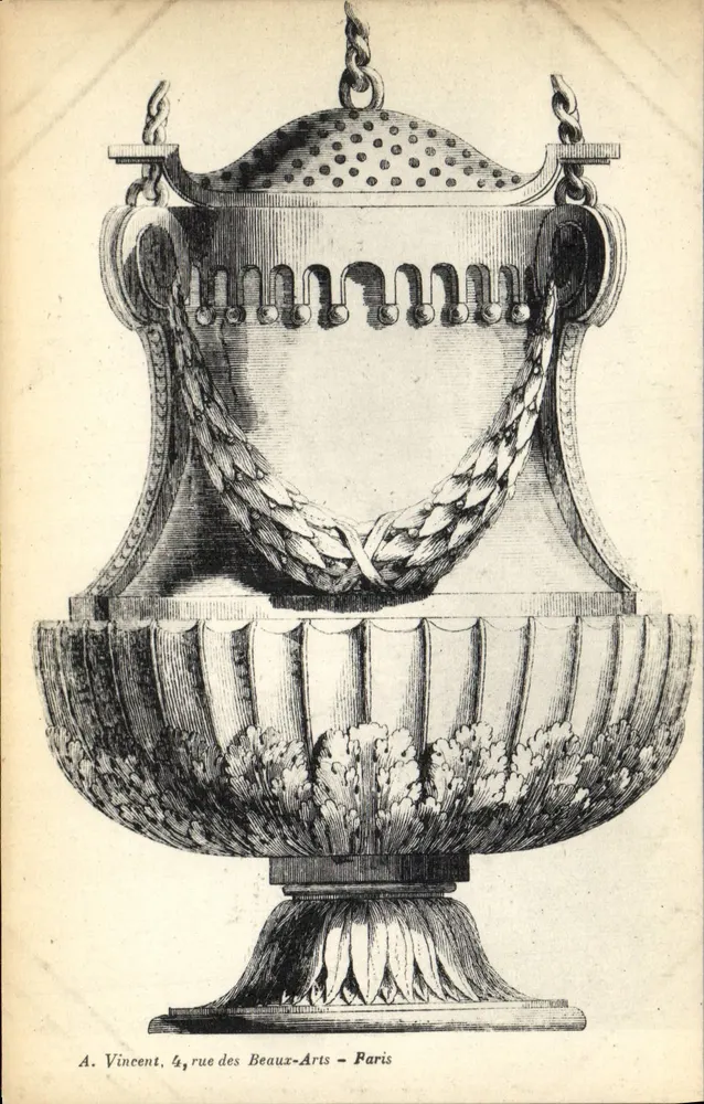 Vaso decorativo — gravura — A. Vincent, 4, rue des Beaux-Arts - Paris - Frente