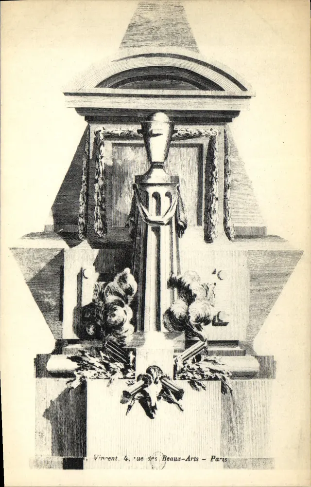 Vista do monumento funerário na rue des Beaux-Arts — Paris — editor Vincent, n°4 - Frente