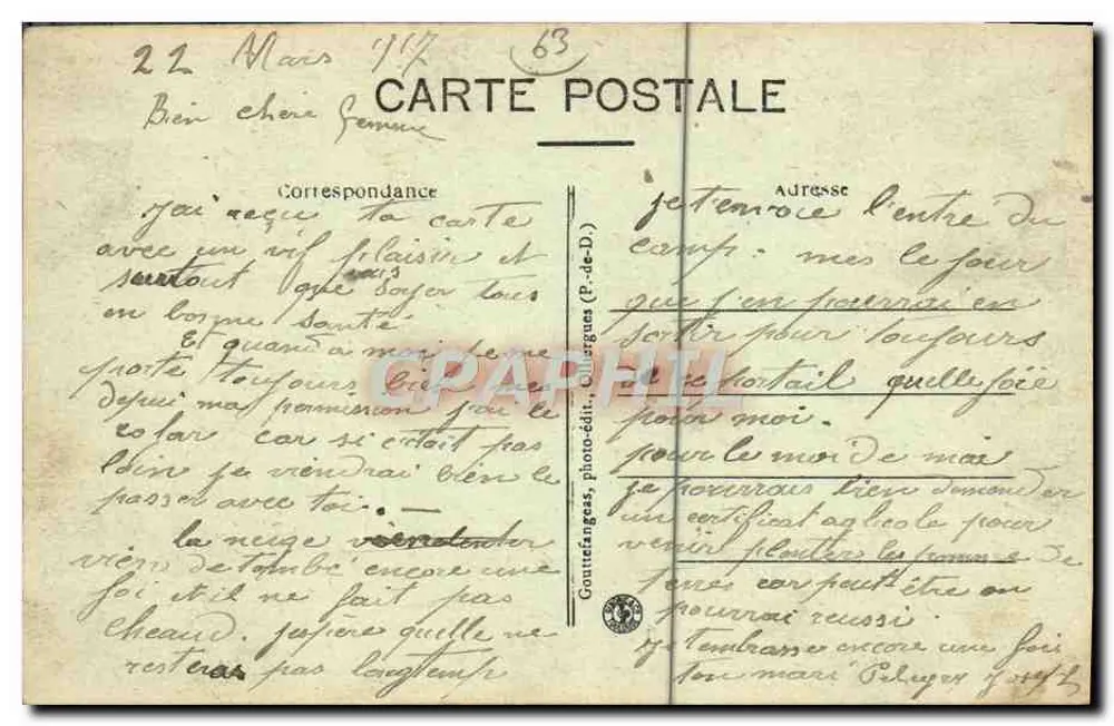 Clermont-Ferrand — Eingang zum Lager Gravanches — G. d'O. - Rückseite