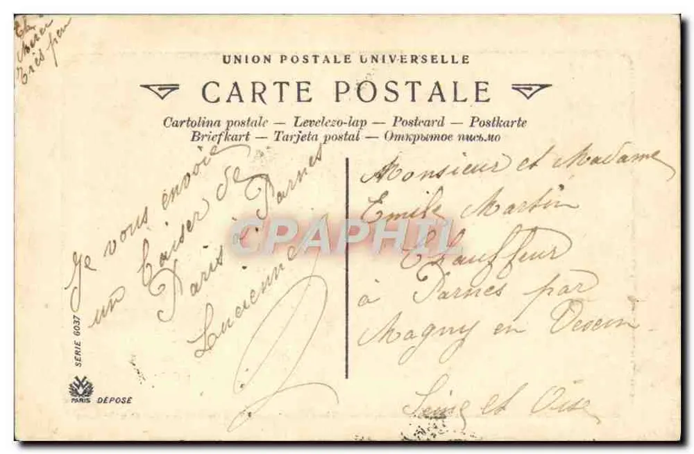 O Batismo — Na Auvergne — Editor não identificado, série 6037 - Verso