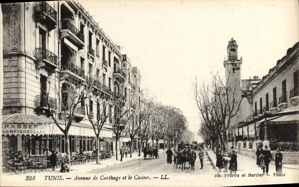 Tunis — Avenue de Carthage und das Casino — Lib. Yvorra et Barlier — Tunis - Vorderseite