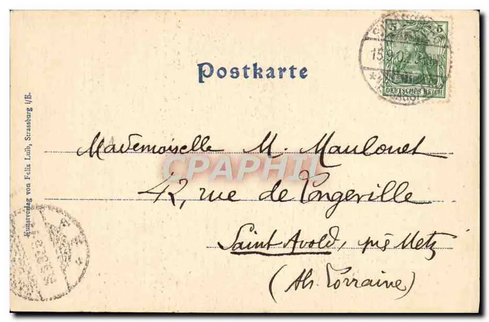 Strasbourg — Ein Eckbereich der Orangerie, Der orientalische Kiosk — Verlag Feliz Luib, Seriennummer nicht sichtbar - Rückseite