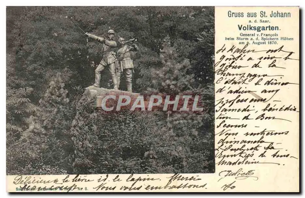 St. Johann a. d. Saar — Monumento a los combatientes de la batalla de Spicheren — editor: Samtrocke, N° 8 - Anverso