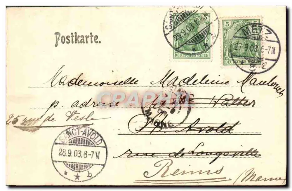 Porte des Allemands — Metz — Verlag v. H. Nicola jr., Papeterie, Metz, n° 65168 - Rückseite