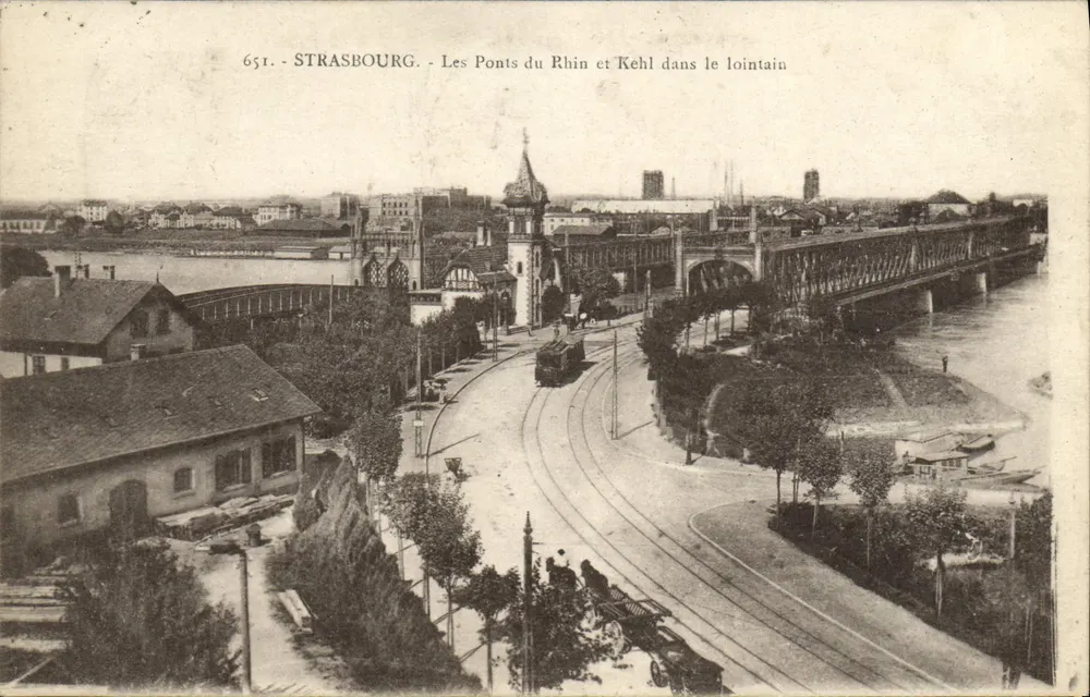 Strasbourg - Les Ponts du Rhin et Kehl dans le lointain — Éditeur Oh. Bergeret, n° 651 - Vorderseite