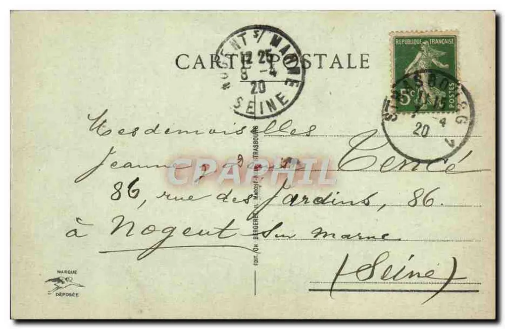 Strasbourg - Les Ponts du Rhin et Kehl dans le lointain — Éditeur Oh. Bergeret, n° 651 - Rückseite